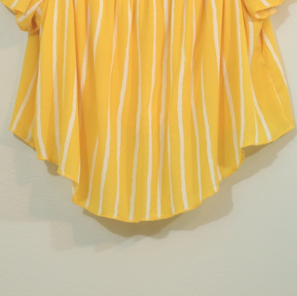 Forever 21 Yellow Striped Gauzy Off Shoulder Crop Top - Picture 3 of 7